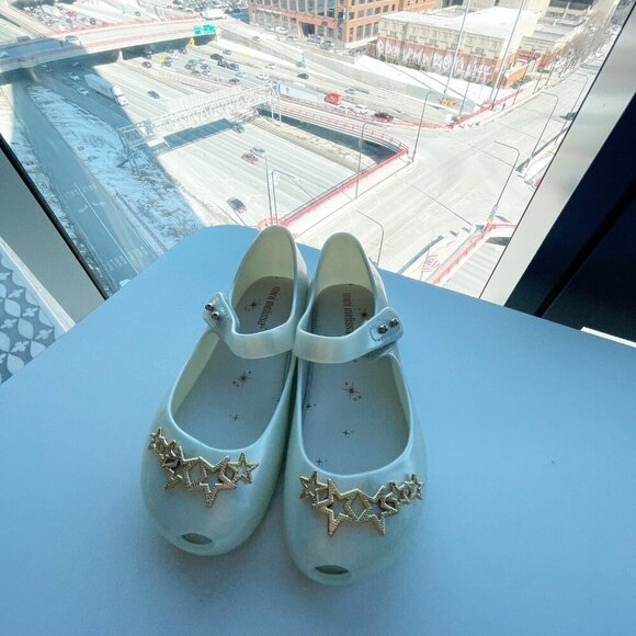 Mini Melissa Ultrigirl Stars BB Shoe White Girly Children's Ballet Flat Size 10 - Picture 3 of 6